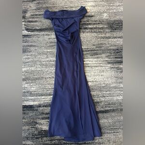 Ruched Off The Shoulder Formal Dress With High Slit